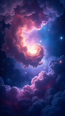 Fototapeta premium A breathtaking view of swirling clouds in a colorful sky, creating a surreal and majestic atmosphere