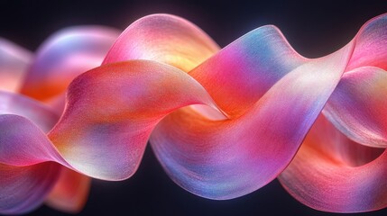 Obraz premium Colorful Wavy Fabric Ribbon in Motion on Black Background