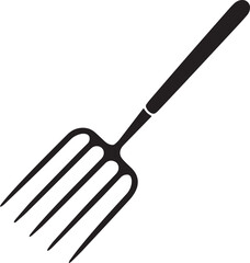 Pitchfork Tool in Silhouette Vector | Black Vector Art Illustration for Farming Designs