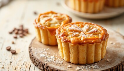 Delicious mini pastries baking event cozy kitchen food photography rustic setting close-up culinary art