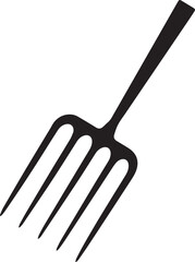 Pitchfork Tool in Silhouette Vector | Black Vector Art Illustration for Farming Designs