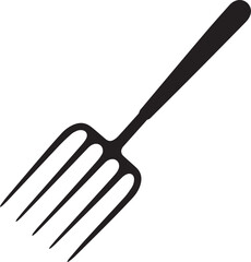 Pitchfork Tool in Silhouette Vector | Black Vector Art Illustration for Farming Designs