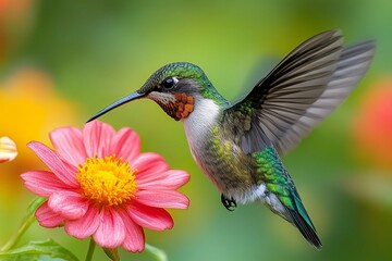 A Hummingbird's Flight Amongst Blooming Petals