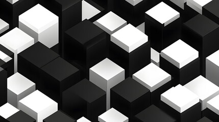 Abstract geometric pattern of white and black cubes.