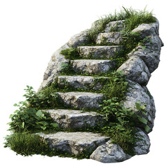 Stone staircase overgrown with plants
