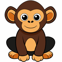 a beautiful Chimpanzee vector illustration on white background
