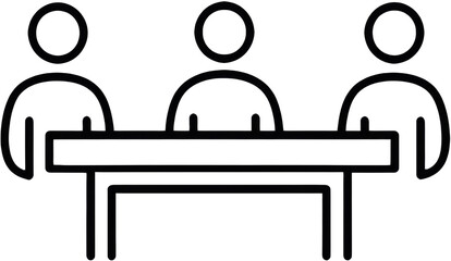 Business meeting with three people sitting at a table  