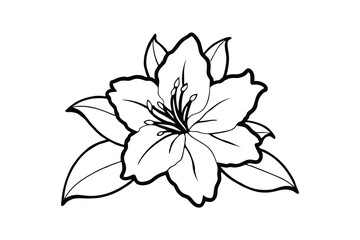 azalea flower minimalist silhouette vector isolated on white background