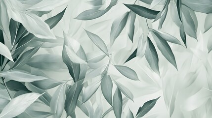 Fototapeta premium Pale green foliage pattern background.