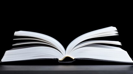 Fototapeta premium Open Book with Pages Fanned Out Bathed in Soft Light Creating an Inviting Atmosphere