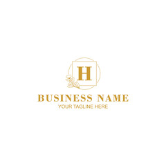 letter h logo design for beauty salon and spa with creative illustration