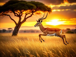Majestic Impala at Sunset: African Savannah Wildlife Photography