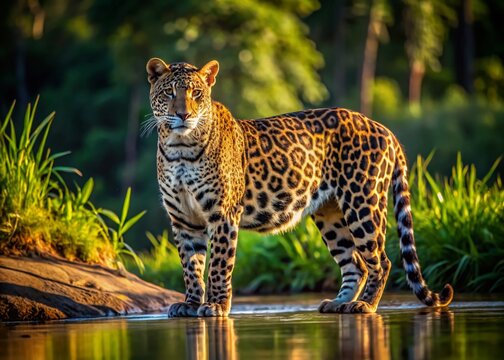 Majestic Jaguar at Cuiaba River, Pantanal, Brazil - Wildlife Photography