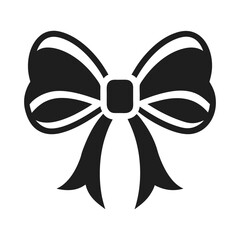 Black Ribbon Bow Silhouette – Elegant Decorative Vector Icon