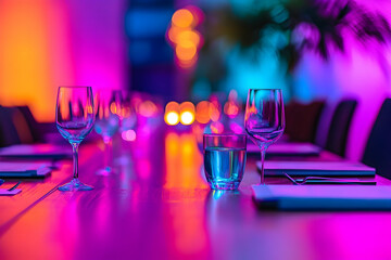 Colorful table setting business event