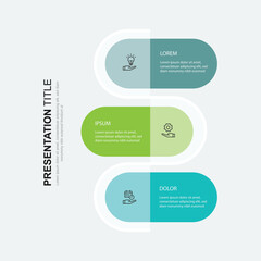 3 step infographic template. Banner presentation with icons and columns. Vector illustration suitable for business information and web graphic design.