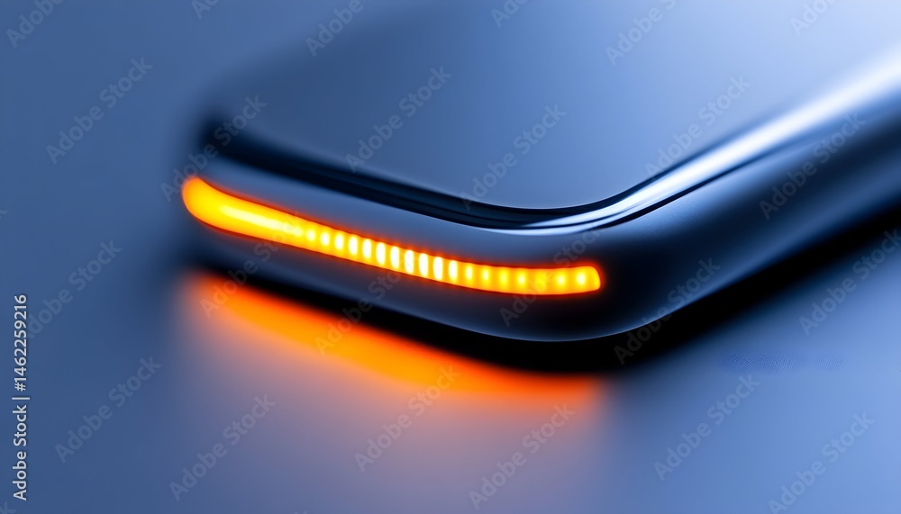 Poster sleek device with an illuminated edge, showcasing modern design and technology