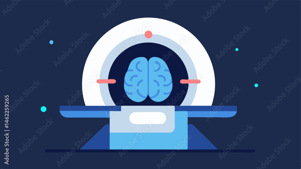 Poster mri machine with ai overlay a sleek mri machine with a digital interface showcasing a glowing ai bra