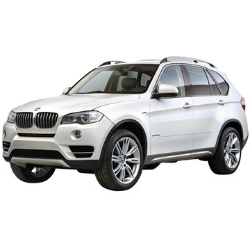white bmw x5 suv side view isolated