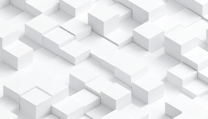 Obraz premium Abstract white cubes arranged in a 3D pattern, creating a modern and minimalistic design that conveys depth and spatial complexity