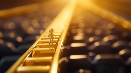 Climbing the golden financial ladder a character's journey to wealth and success business concept digital art inspirational setting