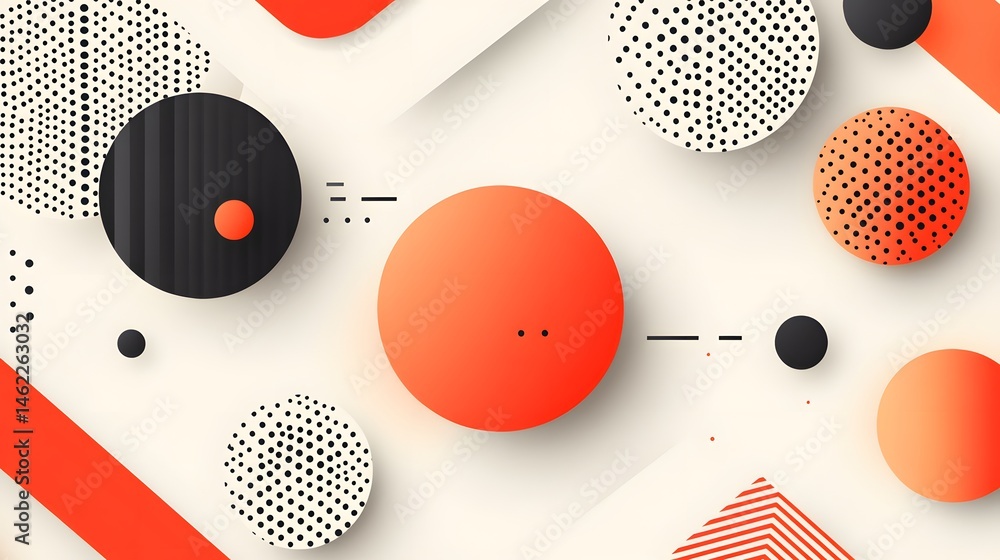 Aufkleber abstract geometric pattern with circles and shapes.