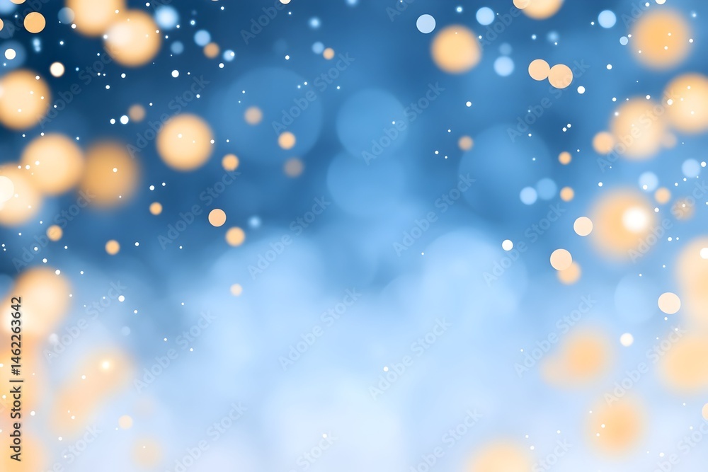 Aufkleber abstract blue and gold bokeh background with sparkling lights and soft focus