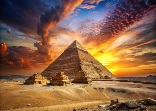 Majestic Pyramid at Sunset: A Portrait Photography Masterpiece