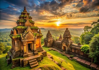 Obraz premium Majestic Ruins of Phu Phrabat Historical Park, Thailand - Ancient Temple and Landscape