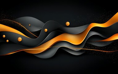 Abstract black and gold wavy design