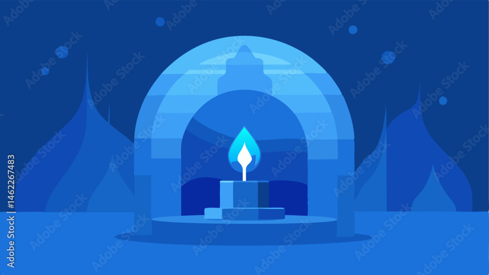 Poster glow of the chamber the chamber emits a soft blue glow from within symbolizing the cold temperature 