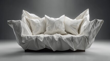 Sculptural Crumpled Fabric Sofa: A Modern Masterpiece of Design