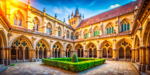 Obraz premium Miniature Cloister Cathedral: Architectural Detail, Tilt-Shift Photography