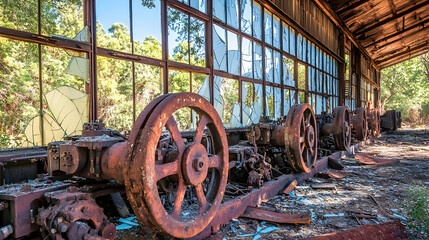 Rusty Industrial Machinery In Abandoned Factory