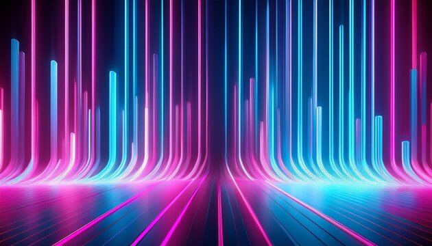 abstract neon lights with vertical streaks of blue and pink