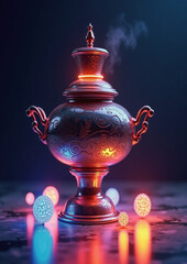 magical object, fantasy prop, illuminated urn, glowing patterns,
