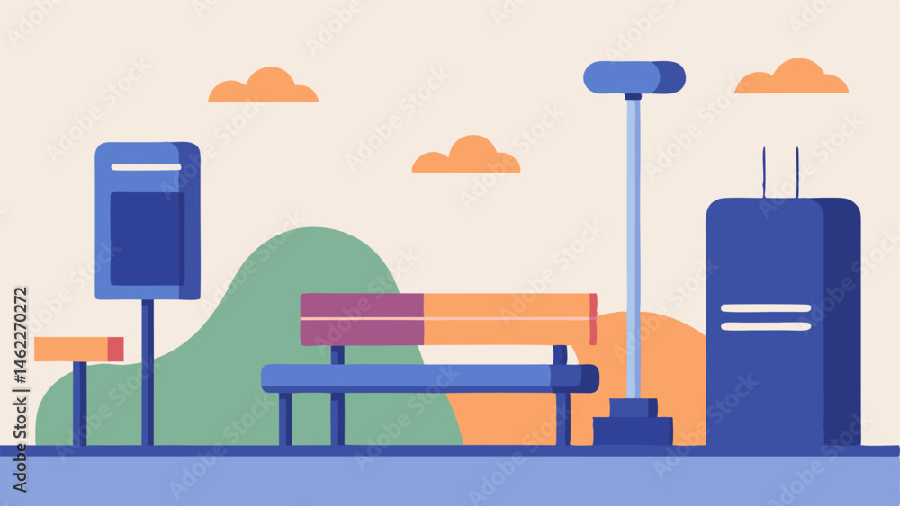 Poster rest area with accessibility features create an illustration of a tranquil rest area with adjustable