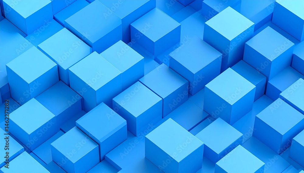 Poster a vibrant arrangement of blue cubes creating a visually striking abstract pattern