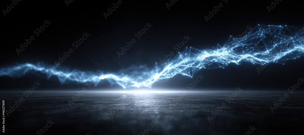 Aufkleber abstract light blue energy flow on dark glossy surface creates a futuristic and dynamic background f