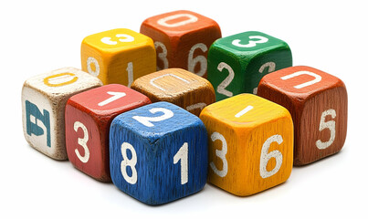 Colorful wooden dice for play and learning
