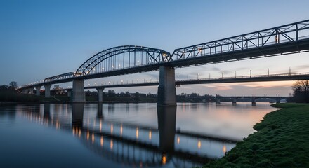 Fototapeta premium River Bridge at Dawn with Reflections