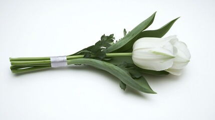 Obraz premium Close-up view of a single white tulip bouquet.