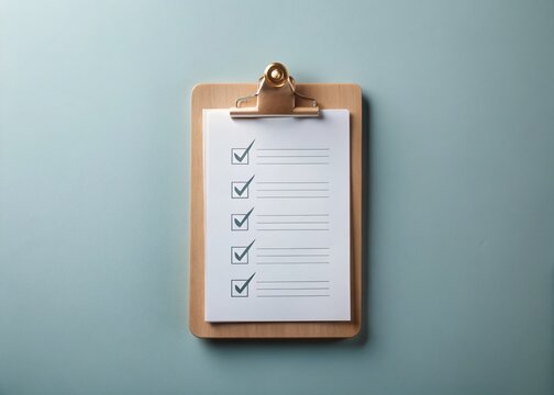 Minimalist Medical Checklist: Clipboard & Healthcare Planning Stock Photo