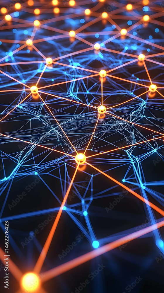 Poster global network connections illuminated world map