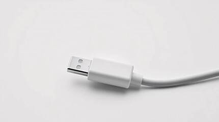 Fototapeta premium White USB Cable for Charging and Data Transfer - Technology Accessories