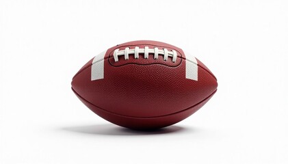 American football, perfectly centered on pure white background , brown, white background, victory