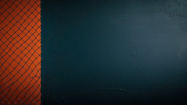 Rustic partition of dark teal and burnt orange hues.