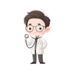 Fototapeta premium Friendly cartoon doctor with a stethoscope, ready to help patients with a kind smile and expertise.