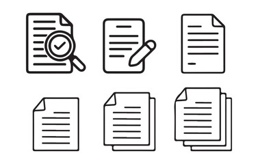 Set of two black and white document icons with page. Vector illustration eps 10