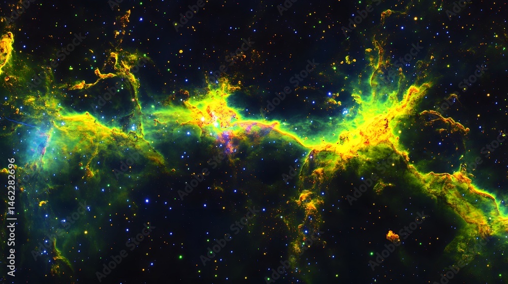 Poster cosmic nebulae display vibrant colors in deep space.